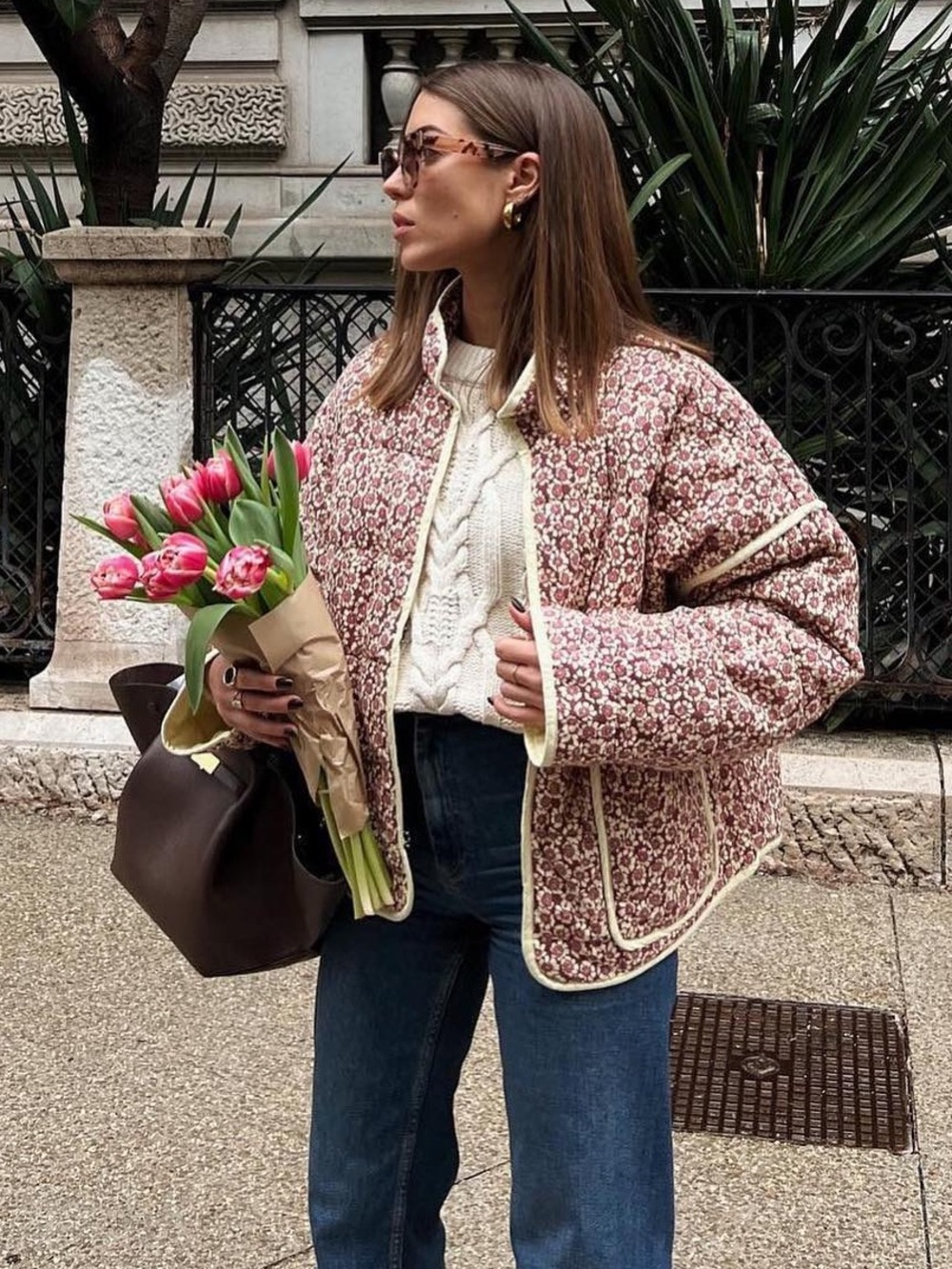 NWT Free People Chloe Jacket Maroon Combo Floral